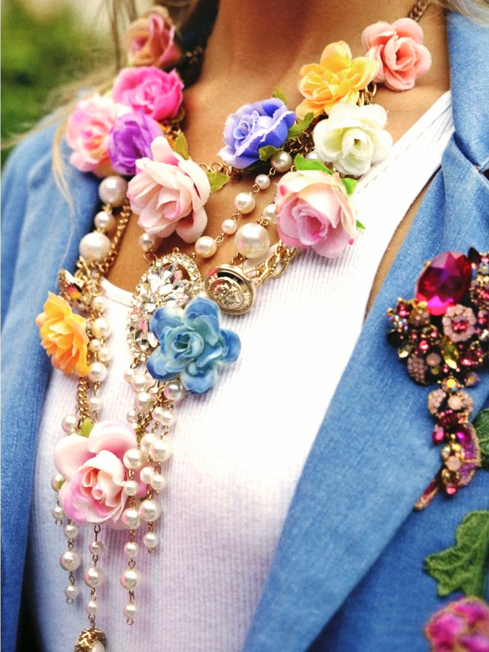 New Aratta Silent Journey Rosaline Floral Pearl Statement Necklace